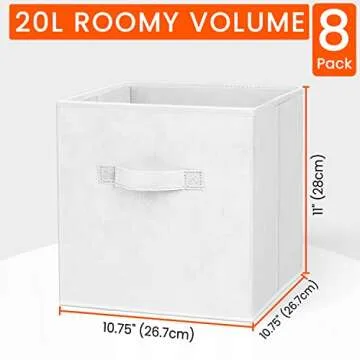 Criusia Storage Cubes - 11 Inch Heavy Duty Fabric Storage Bins for Shelves Closet Cube Organizer - 8...