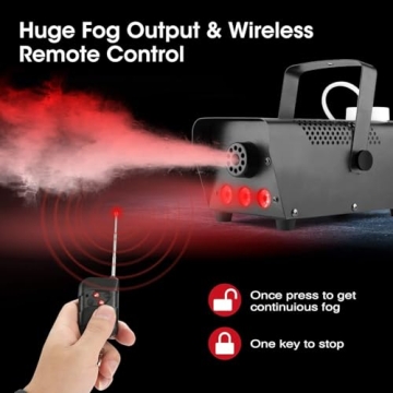 Fog Machine with 3-Stage LED Lights & 12 Colors