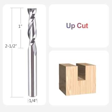 SpeTool Spiral Upcut Router Bit 1/4 inch Shank 1/4 inch Cutting Diameter Solid Carbide End Mill CNC ...