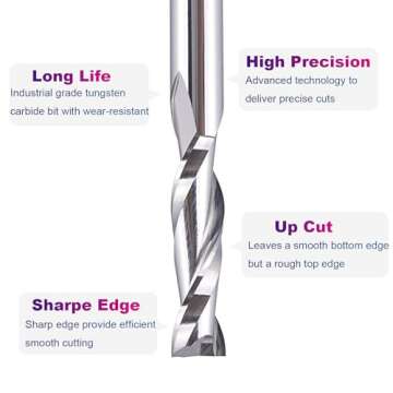 SpeTool Spiral Upcut Router Bit 1/4 inch Shank 1/4 inch Cutting Diameter Solid Carbide End Mill CNC Rourer Bits for Woodworking Wood Carving Tool