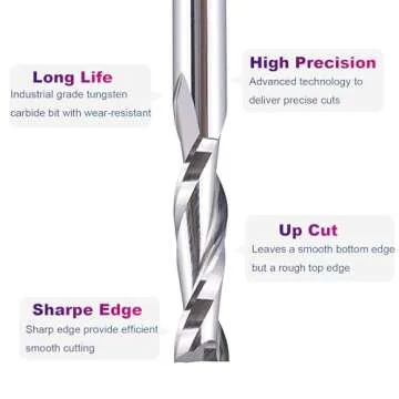 SpeTool Spiral Upcut Router Bit 1/4 inch Shank 1/4 inch Cutting Diameter Solid Carbide End Mill CNC Rourer Bits for Woodworking Wood Carving Tool