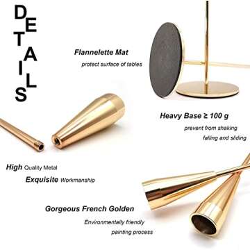 Legiolia Candle Holder, Candlestick Holders for Taper Candles, Candlestick Holders, Candle Sticks Long Holder, Brass Candlestick Holders, Black, Gold Candle Holder, Tall Candle Holder, Set of 3 Bulk