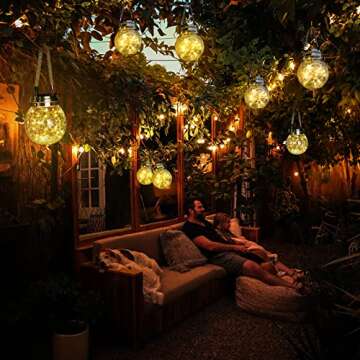 ROSHWEY Solar Lantern, 2 Pack Outdoor Lanterns with 30 LED Waterproof Garden Decor Patio Solar Light...