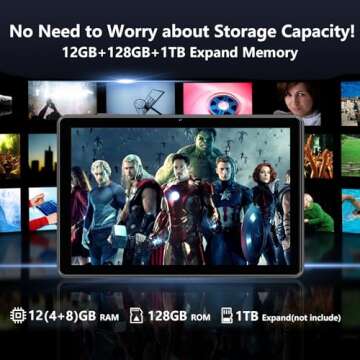 Rebecco 2024 Tablet - 10 Inch Android 14 with 12GB RAM