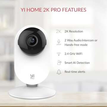 YI Pro 2K 4PC Home Security Camera, 2.4Ghz Indoor IP Camera with Person, Vehicle, Animal Detection, ...