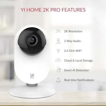 YI Pro 2K 4PC Home Security Camera, 2.4Ghz Indoor IP Camera with Person, Vehicle, Animal Detection, Phone App for Baby, Pet, Dog Monitoring, Compatible with Alexa and Google Assistant
