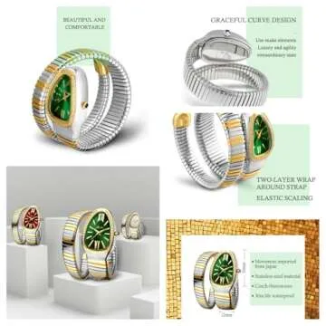 Elegant KLSKLYL Dress Snake Shape Bracelet Women Watch