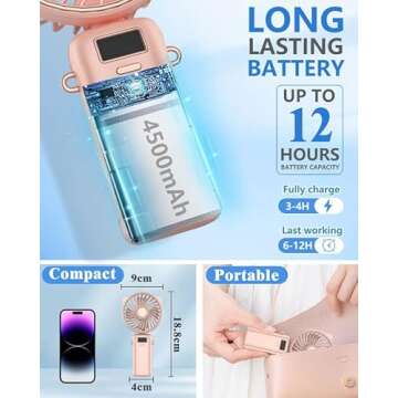 Handheld Portable Cooling Fan with LED Display