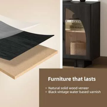 Jiansu furni Buffet Cabinet with Storage, 63 '' Large Sideboard with Glass Doors, Arched Cabinet with Adjustable Shelves,Credenzas for Living Room,Entryway,Kitchen(Black, 4 Doors)