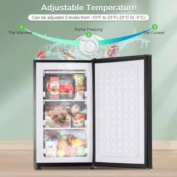 Upright Freezer 3.6 Cubic Feet, Mini Freezer with Removable Baskets, 3 Level Adjustable Temperature ...