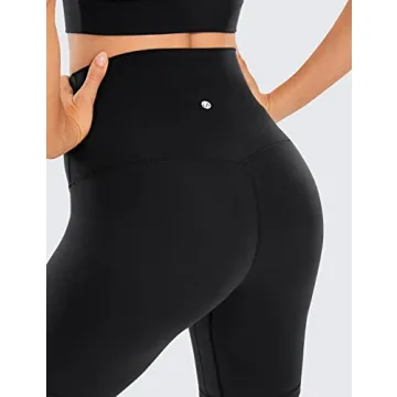 CRZ YOGA Women's Butterluxe Super High Waisted Biker Shorts 8 Inches - Over Belly Workout Yoga Short Leggings Black Small