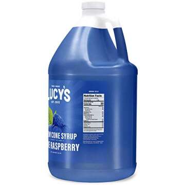 Lucy's Family Owned - Shaved Ice Snow Cone Syrup, Blue Raspberry - 1 Gallon (128oz.)