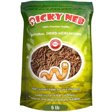 PICKY NEB 100% Non-GMO Dried Mealworms 5 lb - Whole Large Meal Worms Bulk - High-Protein Treats Perf...