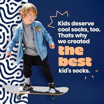 Foot Cardigan Kids Organic Cotton Socks - Non Slip Grip Socks for Toddlers, Boys & Girls - 5 Pairs of Comfy Crew Socks (2-14 Year Olds) - AS SEEN ON SHARK TANK