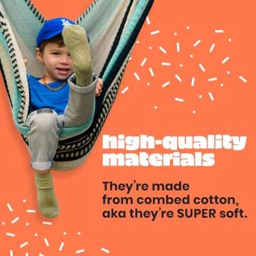 Foot Cardigan Kids Organic Cotton Socks - Non Slip Grip Socks for Toddlers, Boys & Girls - 5 Pairs of Comfy Crew Socks (2-14 Year Olds) - AS SEEN ON SHARK TANK