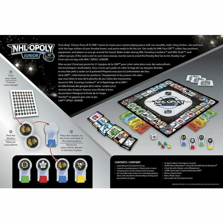 NHL Opoly Junior Board Game for Kids Ages 6+