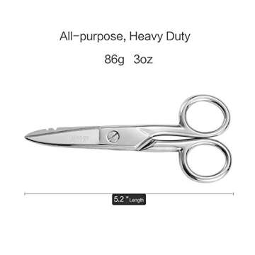 LIVINGO 5-1/5 Inch Heavy Duty Electrician Scissors, Professional Forged Stainless Steel Electrical S...