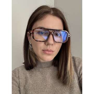 FEISEDY Vintage Square Blue Light Blocking Glasses Women Men 70s Flat Aviator Glasses Computer Anti Glare B0062