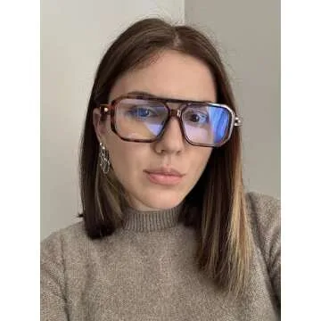 FEISEDY Vintage Square Blue Light Blocking Glasses Women Men 70s Flat Aviator Glasses Computer Anti Glare B0062