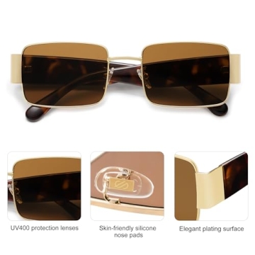 SOJOS Retro Rectangle Sunglasses for Trendy Style