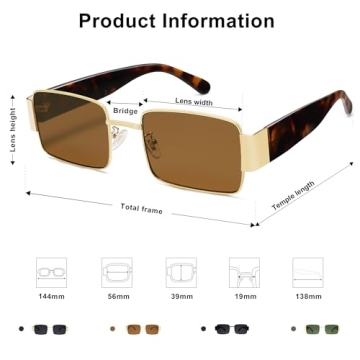 SOJOS Retro Rectangle Sunglasses for Trendy Style