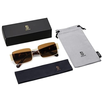 SOJOS Retro Rectangle Sunglasses for Trendy Style