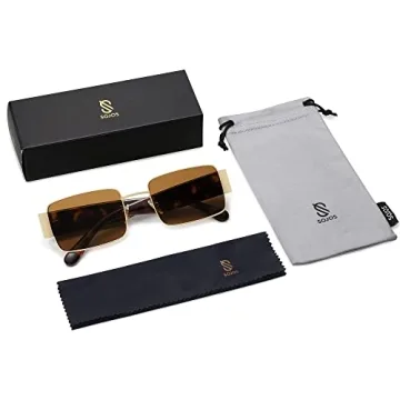 SOJOS Retro Rectangle Sunglasses for Trendy Style
