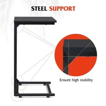 WLIVE Black Side Table, C Shaped End Table for Couch, Small Sofa Table That Slide Under for Living Room, Bedroom, Home Office, 14.6 x 22.8 x 26.2 Inches, Black