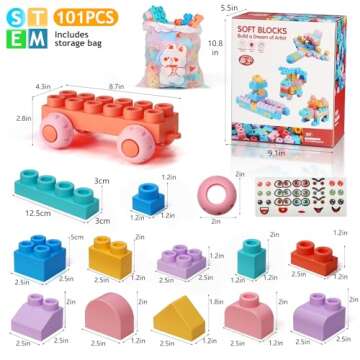 Soft Building Block Sets for Toddler Aged 2 3 4 5 6 Years Old.Preschool Toy for Early Childhood Educ...