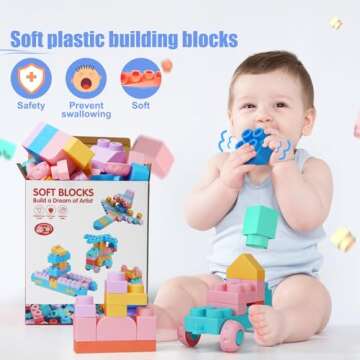 Soft Building Block Sets for Toddler Aged 2 3 4 5 6 Years Old.Preschool Toy for Early Childhood Education and I-Interactive.Toddler Block Toys with 101 Pcs and Storage Bag.Gift Ideas for Kids Age 18M+
