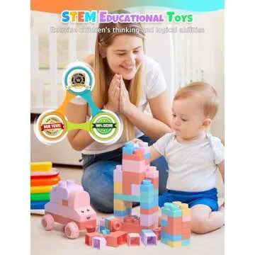 Soft Building Block Sets for Toddler Aged 2 3 4 5 6 Years Old.Preschool Toy for Early Childhood Education and I-Interactive.Toddler Block Toys with 101 Pcs and Storage Bag.Gift Ideas for Kids Age 18M+