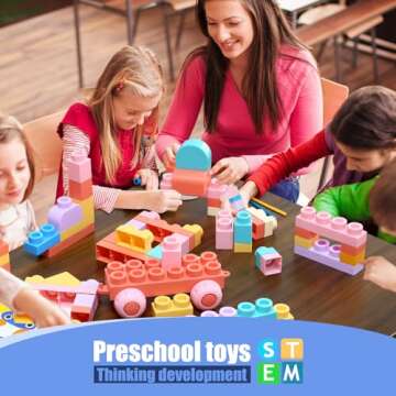 Soft Building Block Sets for Toddler Aged 2 3 4 5 6 Years Old.Preschool Toy for Early Childhood Education and I-Interactive.Toddler Block Toys with 101 Pcs and Storage Bag.Gift Ideas for Kids Age 18M+