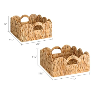 StorageWorks Scalloped Wicker Basket Set for Home Organizing