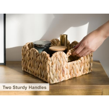StorageWorks Scalloped Wicker Basket Set for Home Organizing