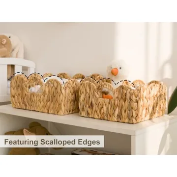 StorageWorks Scalloped Wicker Basket Set for Home Organizing