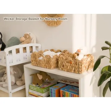 StorageWorks Scalloped Wicker Basket Set for Home Organizing