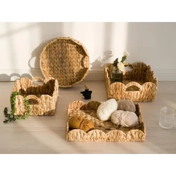 StorageWorks Scalloped Wicker Basket Set for Home Organizing