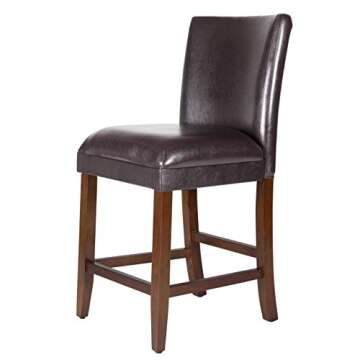 Brown Faux Leather Counter Height Bar Stools 24"