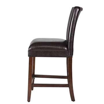 Brown Faux Leather Counter Height Bar Stools 24"