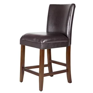 Brown Faux Leather Counter Height Bar Stools 24"