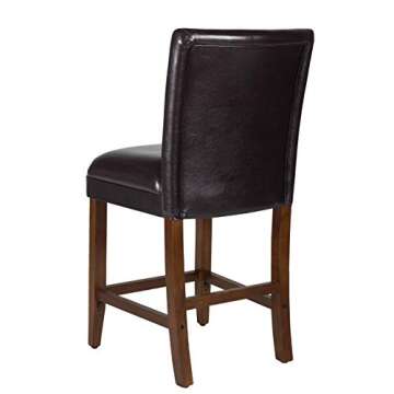 Brown Faux Leather Counter Height Bar Stools 24"
