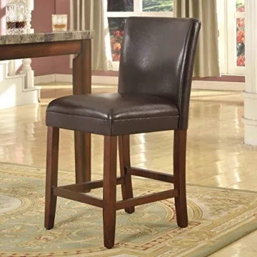 Brown Faux Leather Counter Height Bar Stools 24"