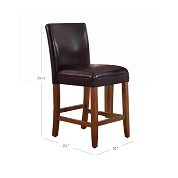Brown Faux Leather Counter Height Bar Stools 24"