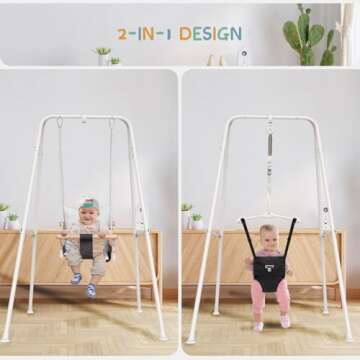 RAGOZONERY 2 in 1 Baby Jumper with Toddler Swing, Baby Jumpers and Bouncers,Indoor Outdoor Toddler S...