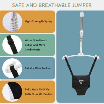 RAGOZONERY 2 in 1 Baby Jumper with Toddler Swing, Baby Jumpers and Bouncers,Indoor Outdoor Toddler Swing Set, Cotton, White