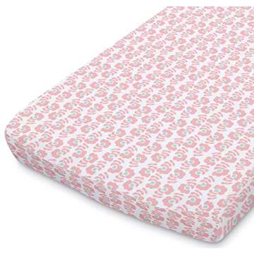 The Peanutshell Changing Pad Covers for Baby Girls | 2 Pack Set | Pink & Gold Butterfly and Pink Disty Floral