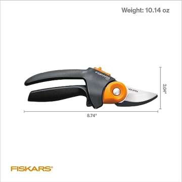 Fiskars Pruning Shears, Bypass Pruner that Cuts Through Stems up to 3/4-Inch, PowerGear Technology For More Power on Every Cut