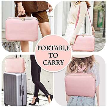 gzcz Travel Makeup Case Large Capacity Cosmetic Case Organizer 16 Inches Waterproof Portable Artist ...