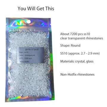 Genie Crystal ss10 Transparent Glass Rhinestones Flatback, 50 Gross 2.8 mm Unfoiled Clear Flat Back ...