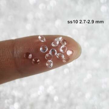 Genie Crystal ss10 Transparent Glass Rhinestones Flatback, 50 Gross 2.8 mm Unfoiled Clear Flat Back Crystals Stones for DIY Crafts, Tumblers, Shoes
